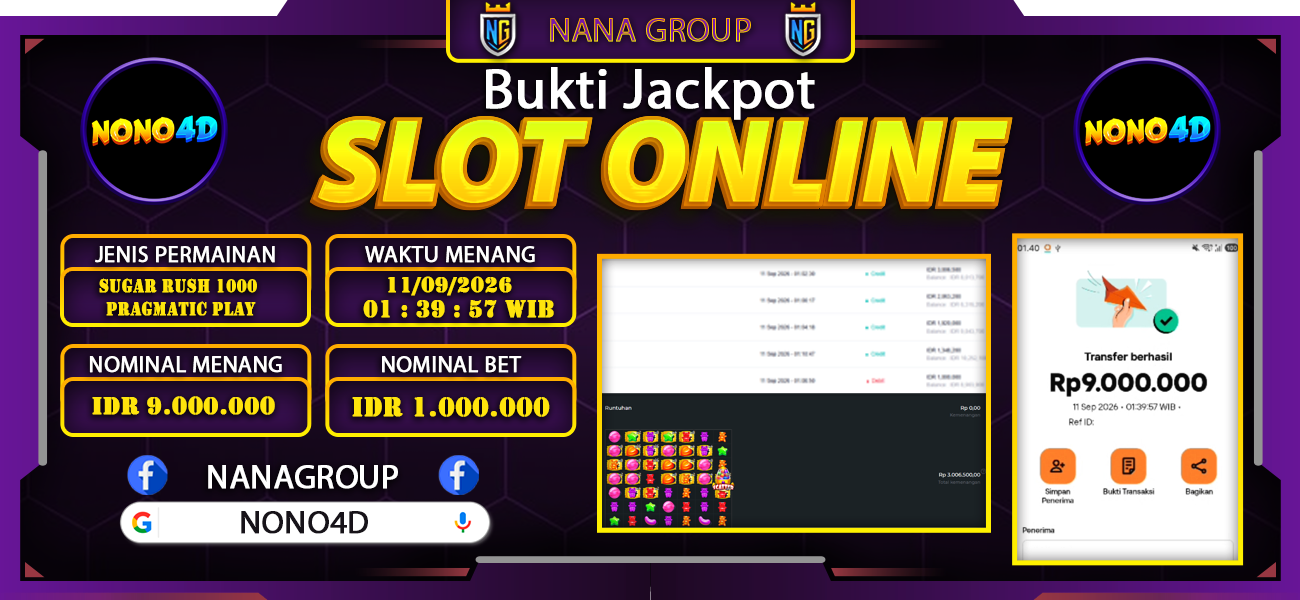 Bukti Kemenangan Besar Dibayar lunas Member NONO4D RP 9.000.000, 11 September 2026